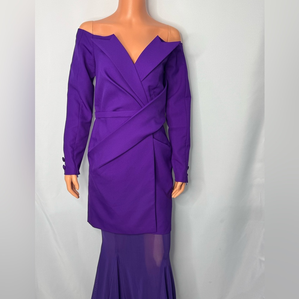 Elegant Purple Off-Shoulder Dress